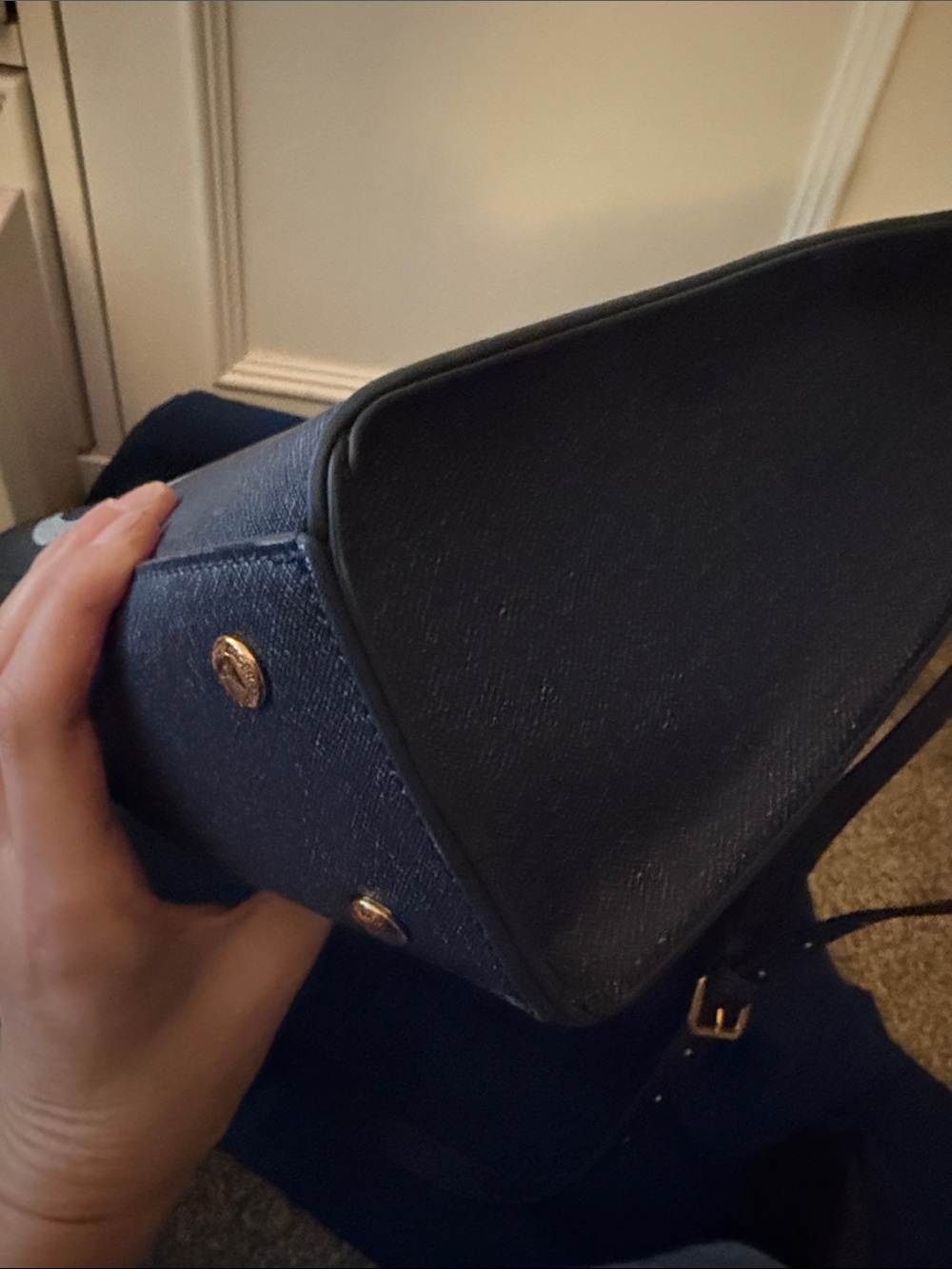 Karl Lagerfeld Navy and Light Blue Logo Tote with Charm - Picture 11 of 15